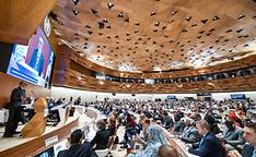 Korea has been reelected to the World Health Organization (WHO) Executive Board a year after its previous term ended. Shown are participants at this year's World Health Assembly on May 27 in Geneva, Switzerland. (WHO)